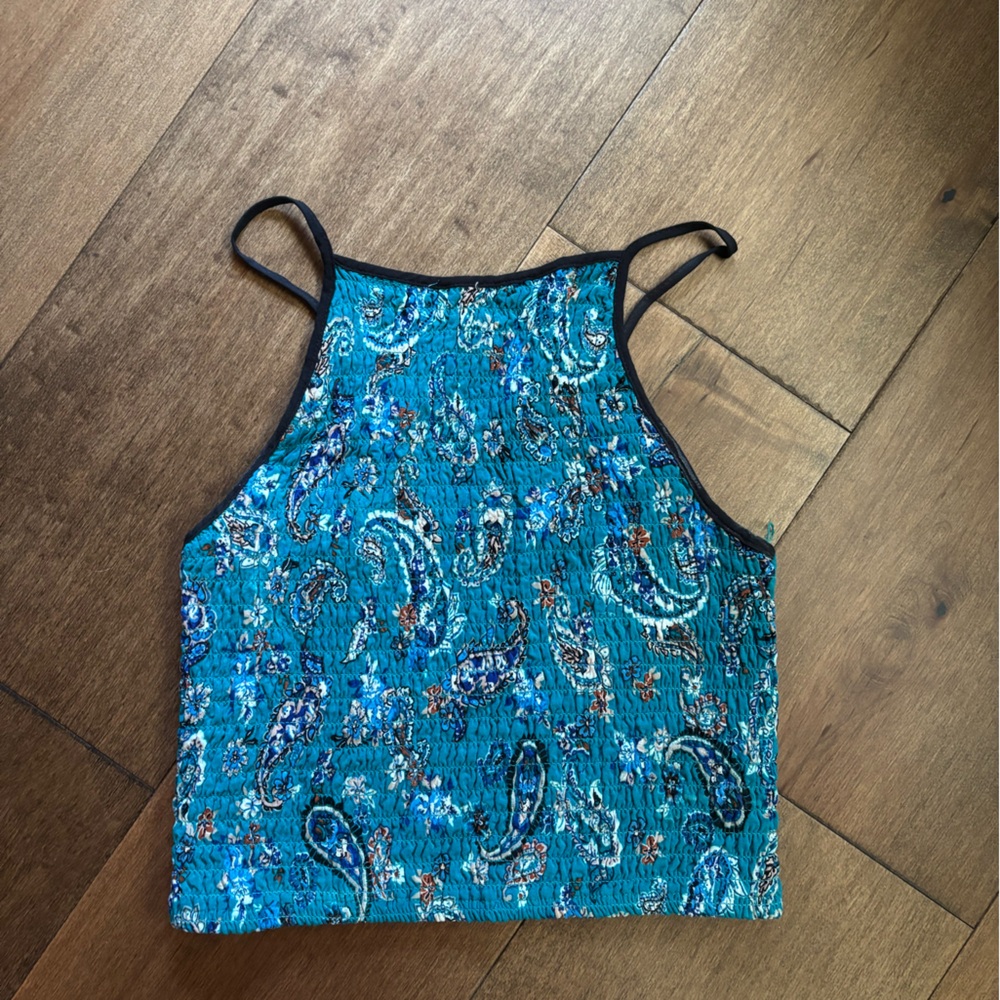 Xhilaration Teal Paisley Top
